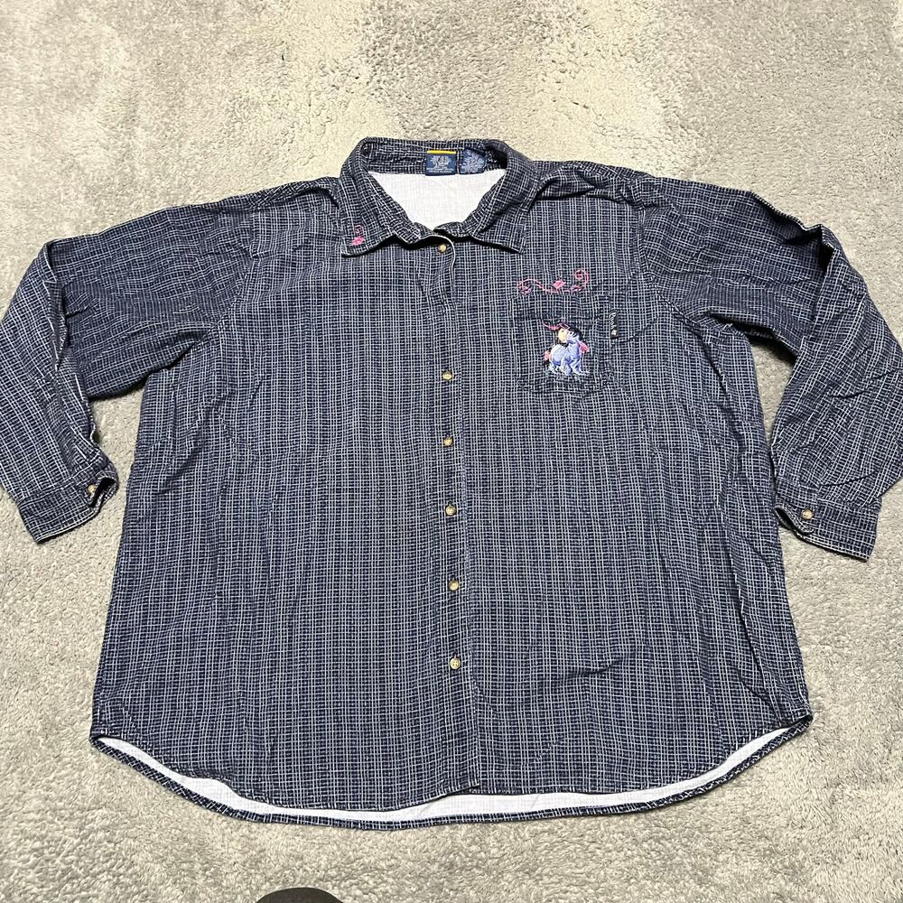 Vintage Winnie The Pooh Disney Shirt Womens 26 28 Plus Button Embroidered Eeyore